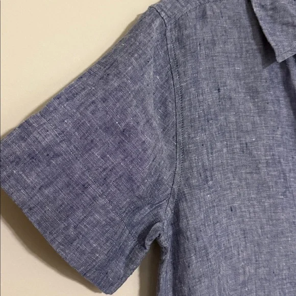Tahari Casual Blue Button Down Shirt dress chambray linen women L beach vacation - Picture 5 of 8